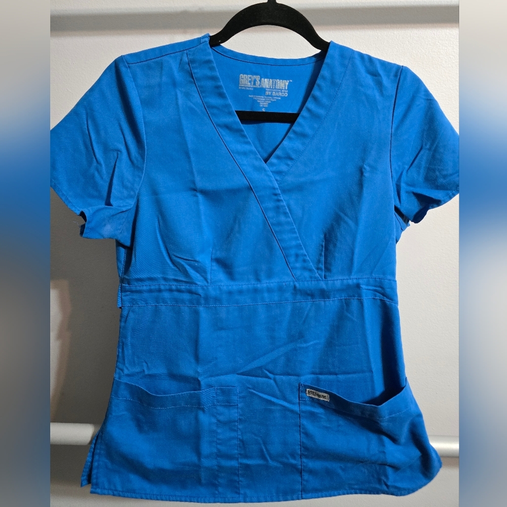 Grey's Anatomy Women's V-Neck Blue Scrub Top